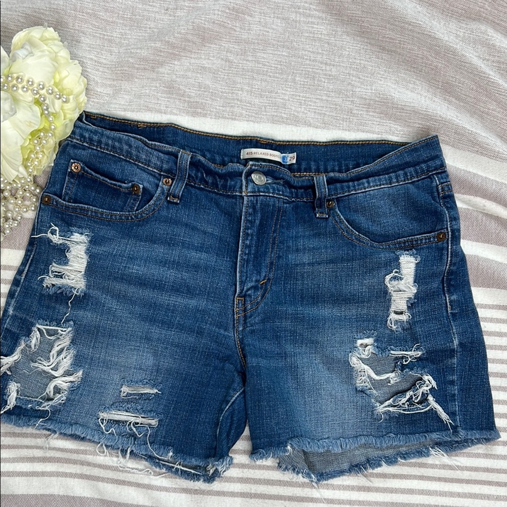 Levis Blue Jean cut off Shorts Distressed Cut-Off Style size size 29 - Picture 4 of 9